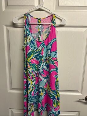 Lilly Pulitzer Pink, Teal & Yellow Floral Tank Dress